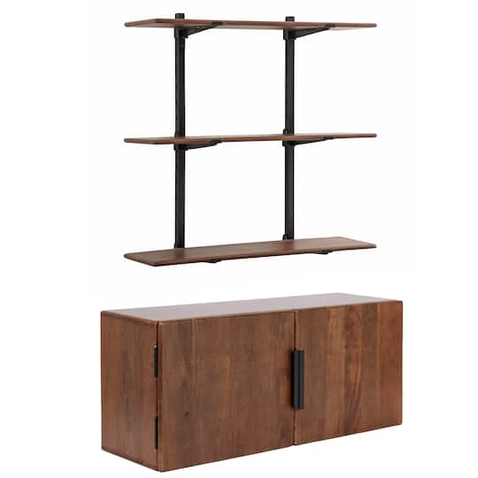 Kate and Laurel Atwood Wall Cabinet & Shelf Set